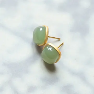 Genuine Jade 6mm Stud Earrings with Screw Back Post | Regalia