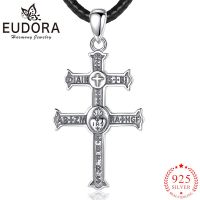 Eudora Real 925 Sterling Silver Cross Of Lorraine Necklace Vintage Amulet Pendant Women Men Personality Jewelry Party Gift