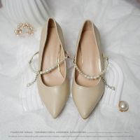 Light is much low leather French pointed Mary Jane shoes small shoes bride bridesmaid elegant high heels engagement