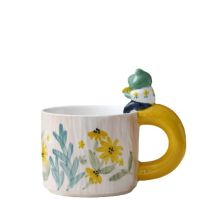 Spot parcel post Hand Painted Creative Ceramic Mug Cartoon Cute Animal Frog Cat Snail Ceramic Cup Underglaze Color