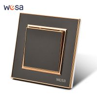 WESA Black Mirror Acrylic Wall Switch Vintage Flame retardant Panel 1 Gang 1 Way Wall Rocker Switch On/Off AC 250V France Spain Power Points  Switches