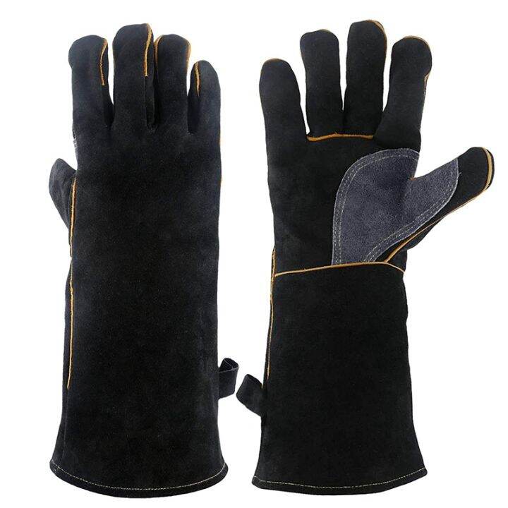 extreme-heat-amp-fire-resistant-gloves-leather-with-stitching-mitts-perfect-for-fireplace-stove-oven-grill-welding-bbq-mig-pot-holder-animal-handling-black