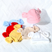 Dễ Thương Tai Mũ trẻ em khăn xếp màu trơn Mũ mũ len trẻ sơ sinh bông mềm