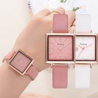 Minimalism Square Women Watch 2023 New Fashionable Ladylike Woman Wristwatch Leather Bracelet White Pink Hot Sale Zegarek Damski 【BYUE】