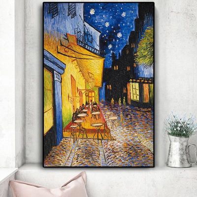 ที่มีชื่อเสียง Van Gogh Cafe Terrace At Night การทำสำเนาภาพสีน้ำมันบนผ้าใบโปสเตอร์และพิมพ์ภาพผนังศิลปะสำหรับห้องนั่งเล่น