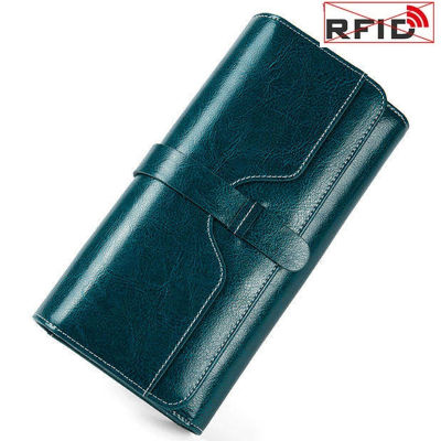 Fashion Luxury Female Genuine Leather Wallet Women Long Anti Theft RFID Wallets Credit Card Holder Purse Woman Clutch Bag