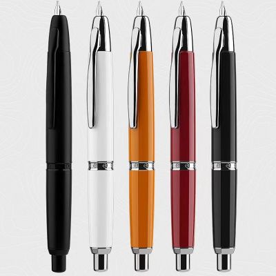 MAJOHN ย้อนยุคหนังด้าน A1สีดำปากกาหมึกซึมหดได้0.4มม. หมึก Extra Fine Nib แบบกดปากกาสำหรับการเขียนเครื่องเขียน