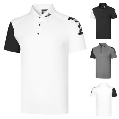 New golf summer clothing mens short-sleeved T-shirt solid color loose Korean version moisture-absorbing sweat-wicking quick-drying top Mizuno Le Coq DESCENNTE PING1 Odyssey Honma PEARLY GATES ✖✟◑
