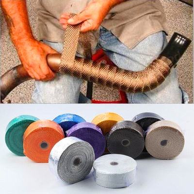 5M x25mm Roll Fiber glass Heat Shield Motorcycle Exhaust Thermal Tape Header Pipe Wrap Tape l สายรัดป้องกัน-Shop5798325