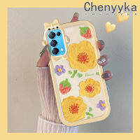 เคส Chenyyka สำหรับ OPPO Reno 5 4G Reno 5 5G Reno5 K ค้นหา X3 Lite ภาพน้ำมันเคสสตรอเบอร์รี่ดอกไม้รูปมอนสเตอร์น้อยเคสนิ่มกันรอยขีดข่วนเคสโทรศัพท์โปร่งใส TPU ซิลิกาเจลฝาครอบป้องกันเลนส์กล้องถ่ายรูป