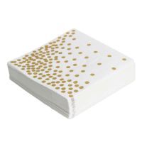 ♕ 25Pcs Disposable Napkins Table Paper Towels Elegant White Foil Gold Dot Printed Tissue Birthday Party Decor Wedding Napkin