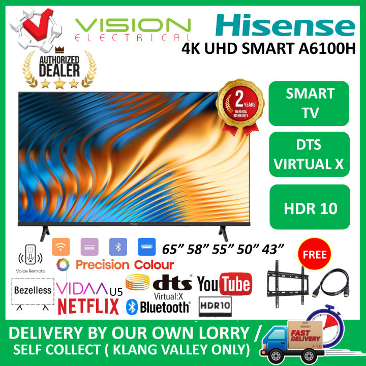 Hisense 50a6100h 50 4k Uhd Smart Tv A6100h Series Free Hdmi Bracket Lazada 0103