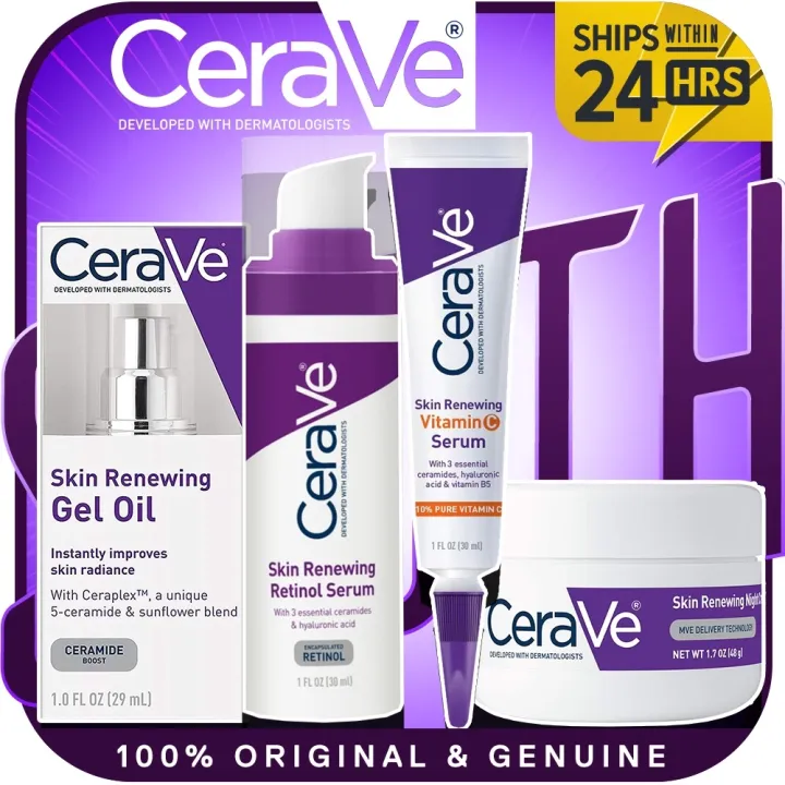 New CeraVe Skin Renewing Vitamin C Serum Night Cream Retinol Serum