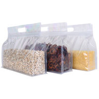 50Pcslot Transparent Plastic Stand Up Package Bag with Handle Zip Lock Reclosable Pouches Waterproof Zipper Food Storage Bag