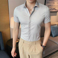 ยี่ห้อ Boutique Mens Designer เสื้อผ้าฤดูร้อนซ่อนปุ่มแขนสั้นผู้ชายเสื้อลำลองเสื้อผู้ชาย Streetwear 4XL