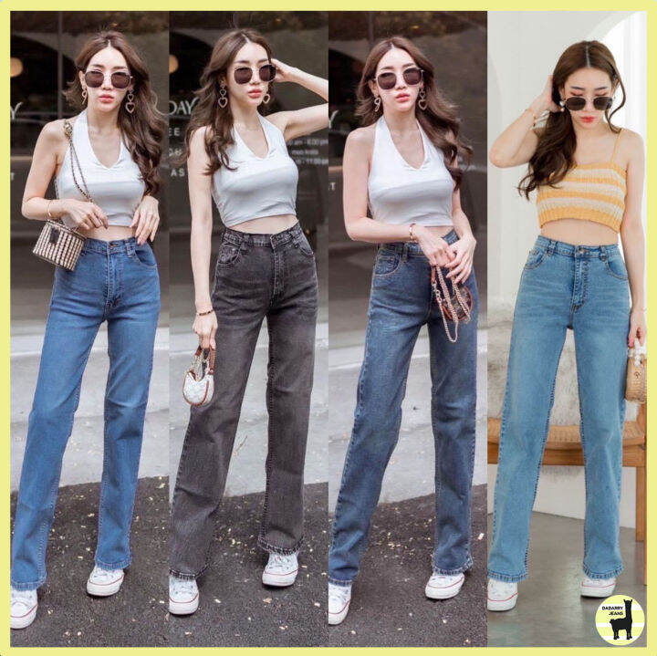 พร้อมส่ง-babarryjeans-มีบิ๊กไซส์-s-5xl-ยีนส์ทรงกระบอก-ผ้ายีนส์ยืด-เอวสูง-ยีนส์เรียบ-วินเทจ-เก็บทรงสวย