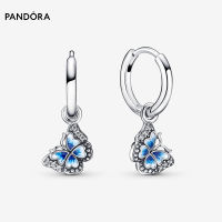 925 เงินสเตอร์ลิงแพนดอร่าสตั๊ดต่างหูสีฟ้าผีเสื้อ Hoop ต่างหู Women Pandoraˉ 925 Sterling Silver Stud Earrings Blue Butterfly Hoop Earrings Womens Stud Earrings 290778C01