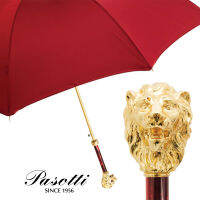 Red Umbrella with Gold Lion Handle, with Case and Ring