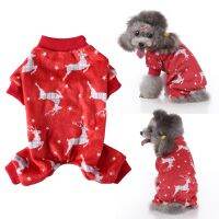 Christmas Print Pet Pajamas for ,Soft Warm Fleece Dog Jumpsuit, Puppy Pullover