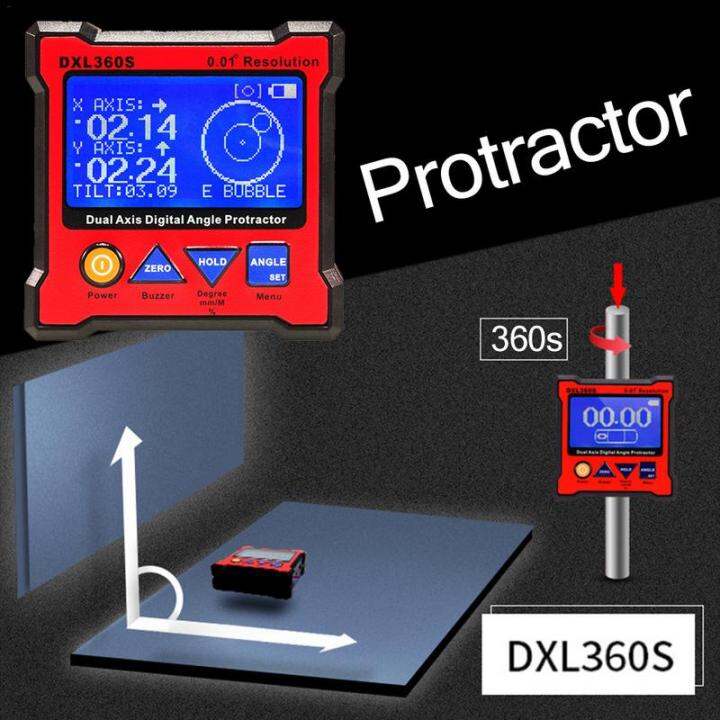 Dxl360s Professional Protractor Dual Axis Digital Display Level Gauge Dual Axis Magnetic 6577