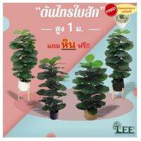 ?สินค้าขายดี? [มินิมอล9นิ้ว ขาว  ๑๓]♤(ต้นไม้คลาสสิค!) ต้นไทรใบสัก เสมือนจริง สูง 1เมตร ทรงทาวเวอร์  ใบใหญ่ หนา ดัดทรงง่าย #ต้นไม้ปลอมตกแต่งบ้าน LEEARTPLANTS