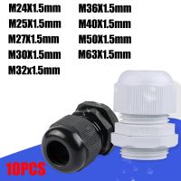 10pcs BLack Color Water-proof Nylon Plastic Cable Gland Connector for 3-21mm Cable Wire M12x1.5 M16/18/20/25/32/36/40x1.5