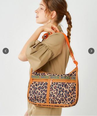 Lesportsac 2023 กระเป๋าผู้หญิงกระเป๋าสะพายไหล่ความจุขนาดใหญ่กระเป๋าสะพายข้างกระเป๋าถือ7507พิมพ์ลายเสือดาวขนาดใหญ่