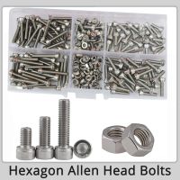 M3 210Pcs 304Stainless Steel Hex Flat Socket Head Cap Screw Metric Threaded Hexagon Allen Head Bolts Nut Assortment Kit Set