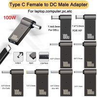 PD 100W Laptop Power Adapter Connector Type C Laptop Power Adapter Connector Plug Type C Female to DC Male Jack Plug for HP Dell