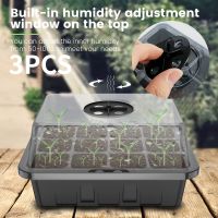 3 pcs 12 Hole Greenhouse Propagation Box amp; 1pair Seedling Riser Plants Tray Indoor Mini Greenhouse Propagation Sets with Lid