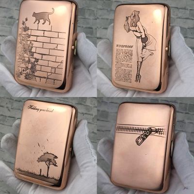 ☂ Holding 16pcs Classic Vintage Copper Cat Tree Woman Cigarette Case Portable Tobacco Storage Smoking Boxes With Box