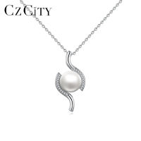 CZCITY Natural Freshwater Pearl Pendant Necklaces for Women 925 Sterling Silver Fine Jewelry Fashion Accessories Christmas Gifts