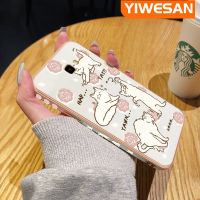 YIWESAN เคสปลอกสำหรับ Samsung J4บวก2018 J4ยอดนิยมการ์ตูนน่ารักสีขาวแมวชุบดีไซน์ใหม่เคสมือถือขอบสี่เหลี่ยมซิลิโคนนิ่มกันกระแทกเคสกันกระแทกกล้องฝาปิดเลนส์เต็ม