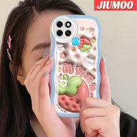 เคส JIUMOO สำหรับ Infinix Smart 6 Plus Smart 6 Plus Smart 7เคส3D ลายสตรอเบอร์รี่หลากสีสดใสขอบลอนน่ารักเคสโทรศัพท์แบบใสนิ่มซิลิโคนที่สร้างสรรค์เคสโปร่งใสป้องกันการกระแทกเลนส์กล้องถ่ายรูป