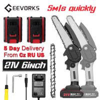 Geevorks Mini 6Inch Cordless Chainsaw Electric Chainsaw Variable Speed Rechargeable One-Handed Garden Woodworking Power Tools