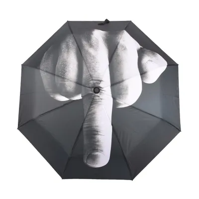 Creative Cool Middle Finger Umbrella Rain Women Parasol men Umbrella Impact parasol 3 Fold Windproof Folding Rain Umbrellas