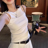 New 2023 White Fake Two Vest WomenS Summer Wild Design Sense Slimming Thin Hot Girl Suspender Top