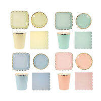 Stylish napkin light blue pink tableware paper plate paper cup party and dinner supplies