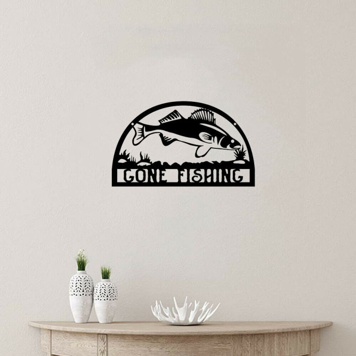 gone-fishing-metal-wall-sign-indoor-outdoor-trout-bass-metal-wall-sign