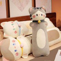 หมอนยาวผ้าขนสัตว์รูปแมวการ์ตูน Boneka Mainan นุ่มสบายเป็นมิตรต่อผิวสำหรับวันเกิดสำหรับเด็ก GGR-MY ของขวัญวันสำหรับเด็กตุ๊กตาผ้ากำมะหยี่