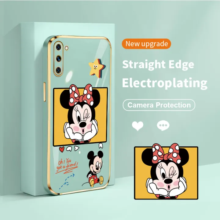 Kiss Mickey Mouse Square Electroplating Phone Case for Samsung Note 10 4G  5G Note 10 Lite