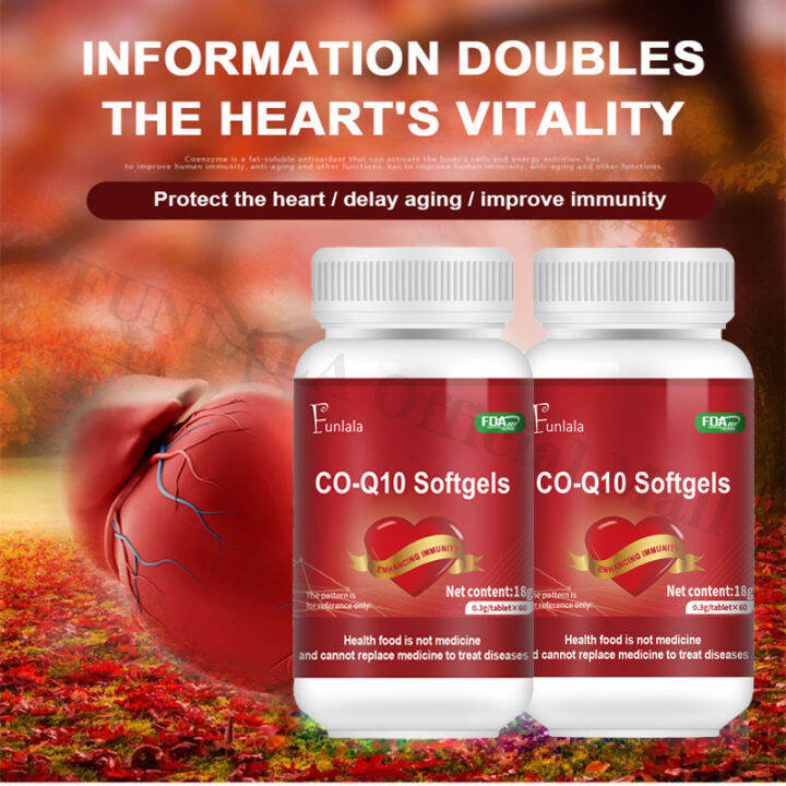 FUNLALA CoQ10 180mg 60 Softgels Regulate Blood Pressure Heart Rate