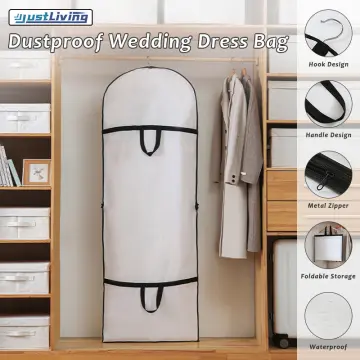 Wedding Evening Dress Garment Bags,180cm Protector Folding Non-woven  Clothes Cover Bag with Pocket and Handle, Breathabl