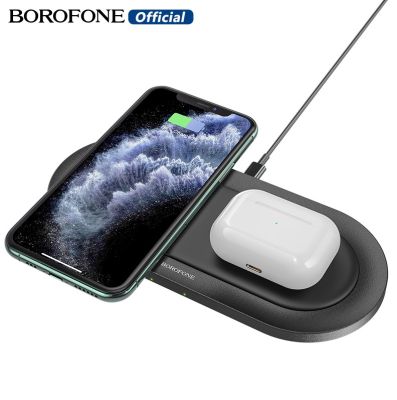 BOROFONE BQ7 Qi เครื่องชาร์จไร้สาย 10W dual wireless fast charger สำหรับโทรศัพท์ /Apple Watch /Airpods พร้อมสายชาร์จสำหรับ iPhone Samsung Huawei Charger