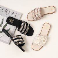 ขายดีที่สุด ioztt2023 - /℡▧☑ Large Size 42 43 Slippers for 2022 Sandals Flat with Pearls Soft Sole No Back