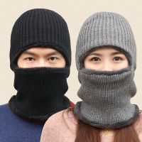 【YD】 Coral Fleece hat Mens Hat Scarf Warm Breathable Wool Knitted women Layers protection cap