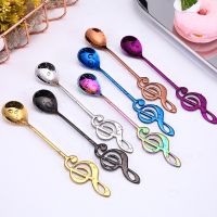 7 Colors Note Design Stainless Steel Coffee Tea Stirring Spoon Teaspoon Music Theme Metal Cake Dessert Ice Cream Spoons Flatware