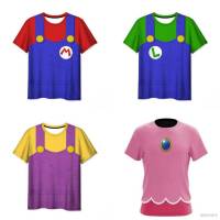 XL Super Mario Bros Cosplay Tshirt Short Sleeve Top 3D Shirt For Kid Adult Luigi Princess Peach Fashion Casual Tee Plus Size LX