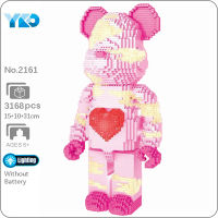 YKO 2161 Cartoon Pink Heart Bear Stand Doll LED Light Model DIY Mini Diamond Blocks Bricks Building Toy for Children Gift no Box
