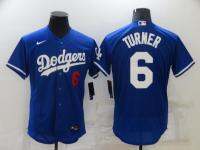 ❉ Dodgers jersey Dodgers No. 6 TURNER baseball uniform no word blank gray blue white cardigan